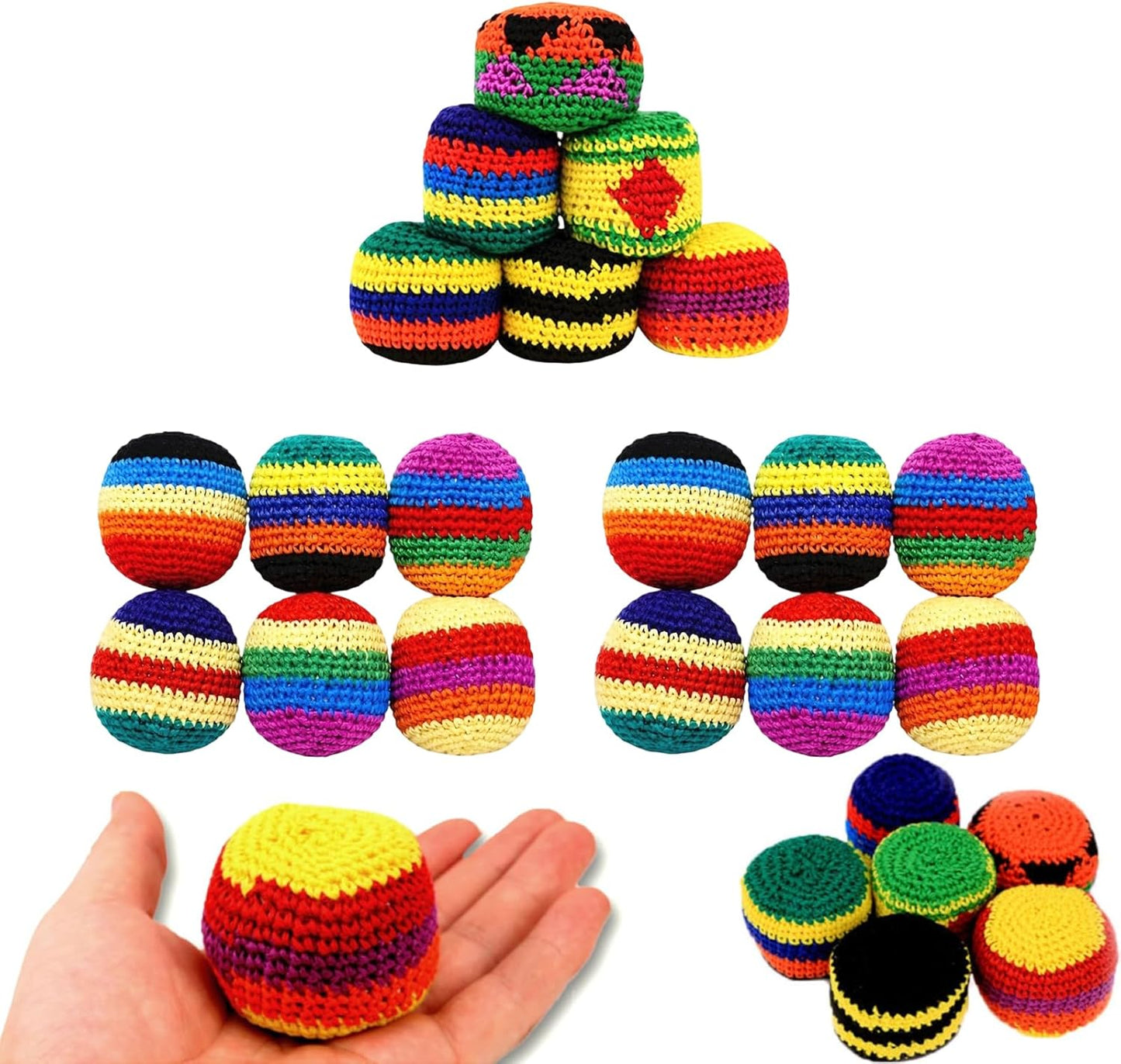 Hacky Balls. Handmade Knitted Footbag Sack 2026 Upgraded Assorted Foot Bag