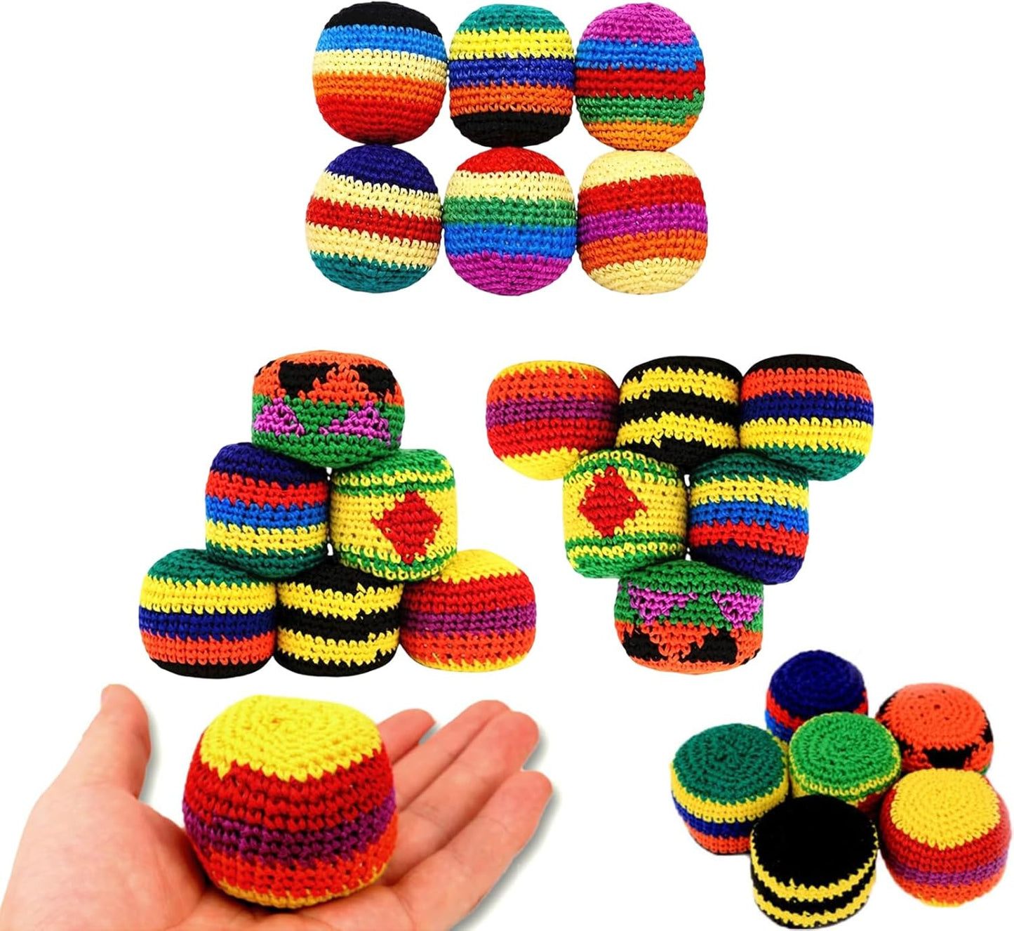Hacky Balls. Handmade Knitted Footbag Sack 2026 Upgraded Assorted Foot Bag