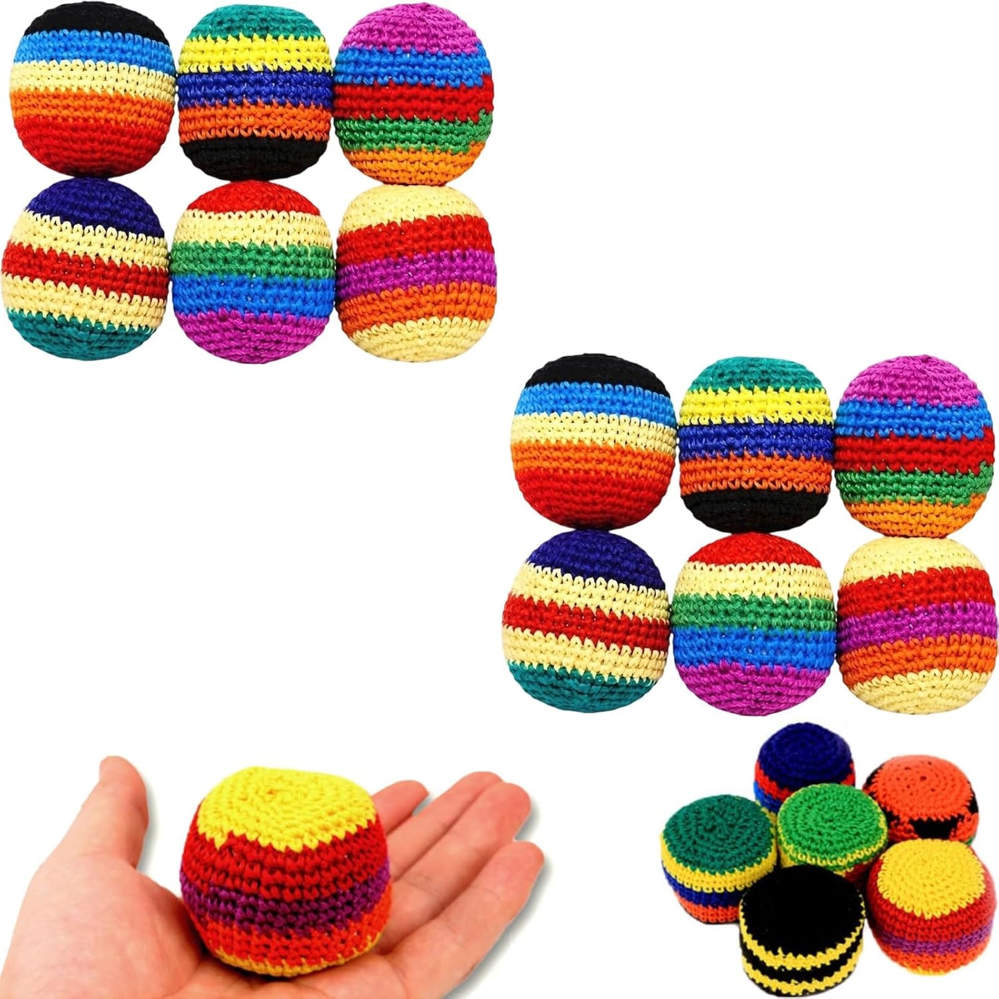 Hacky Balls. Handmade Knitted Footbag Sack 2026 Upgraded Assorted Foot Bag