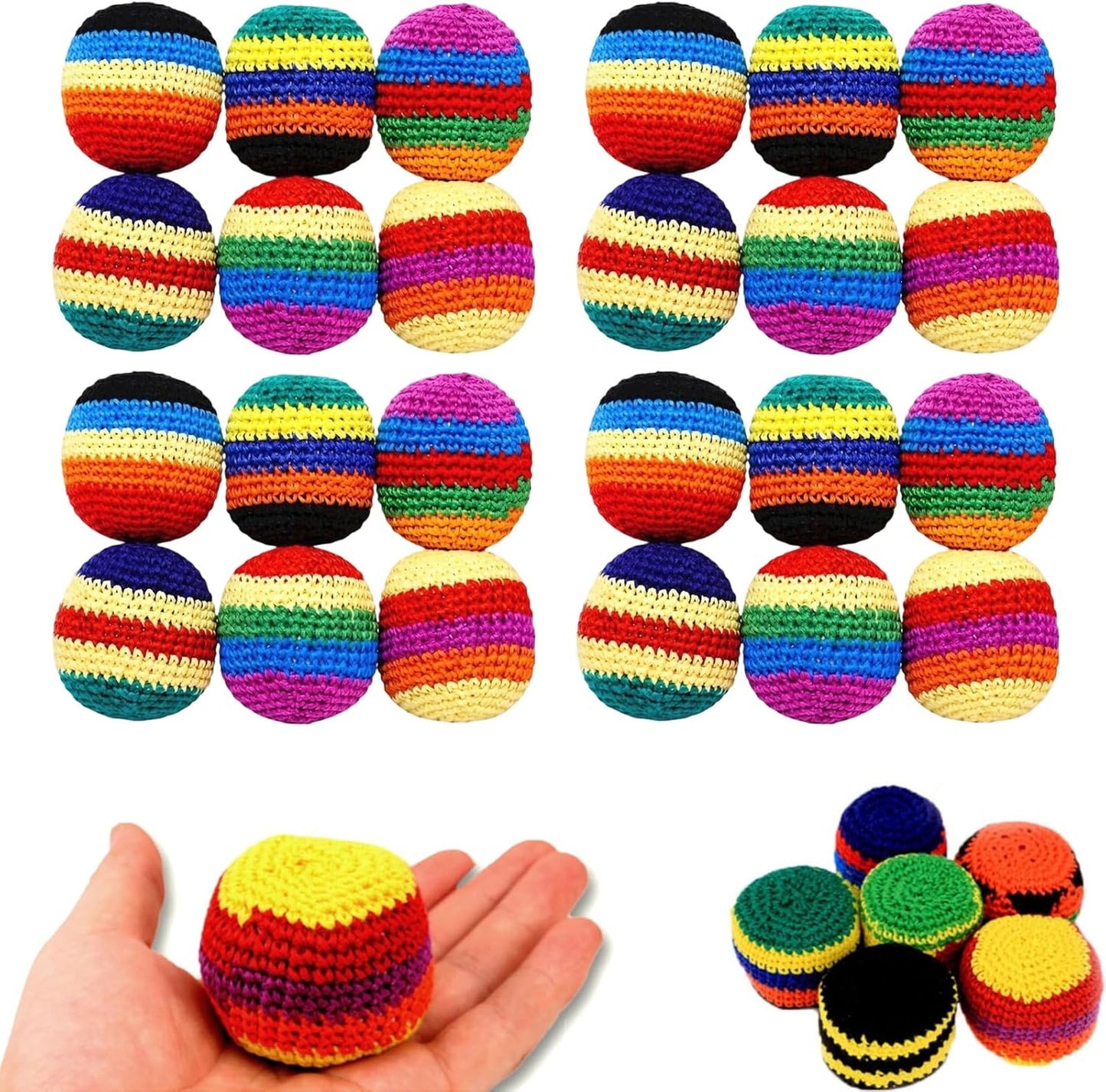 Hacky Balls. Handmade Knitted Footbag Sack 2026 Upgraded Assorted Foot Bag