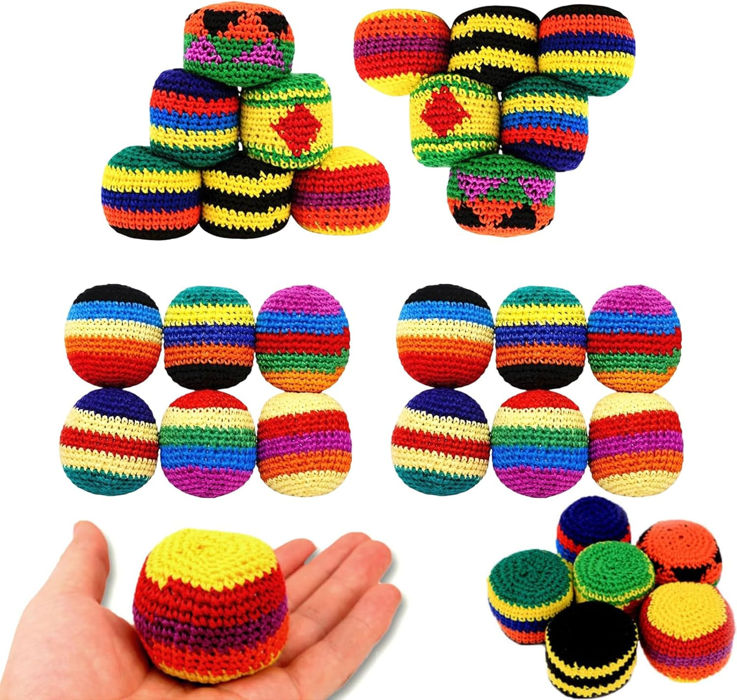 Hacky Balls. Handmade Knitted Footbag Sack 2026 Upgraded Assorted Foot Bag
