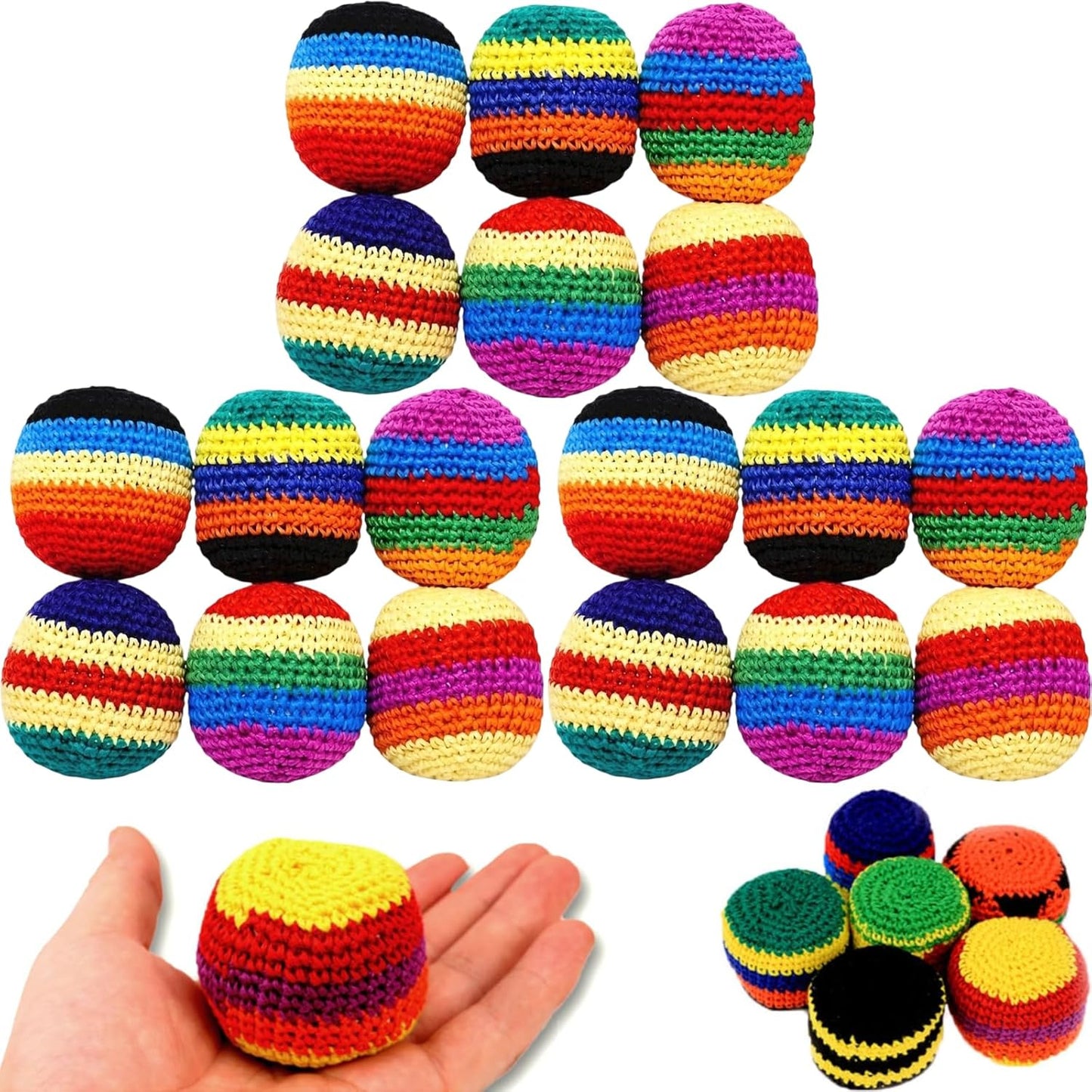 Hacky Balls. Handmade Knitted Footbag Sack 2026 Upgraded Assorted Foot Bag