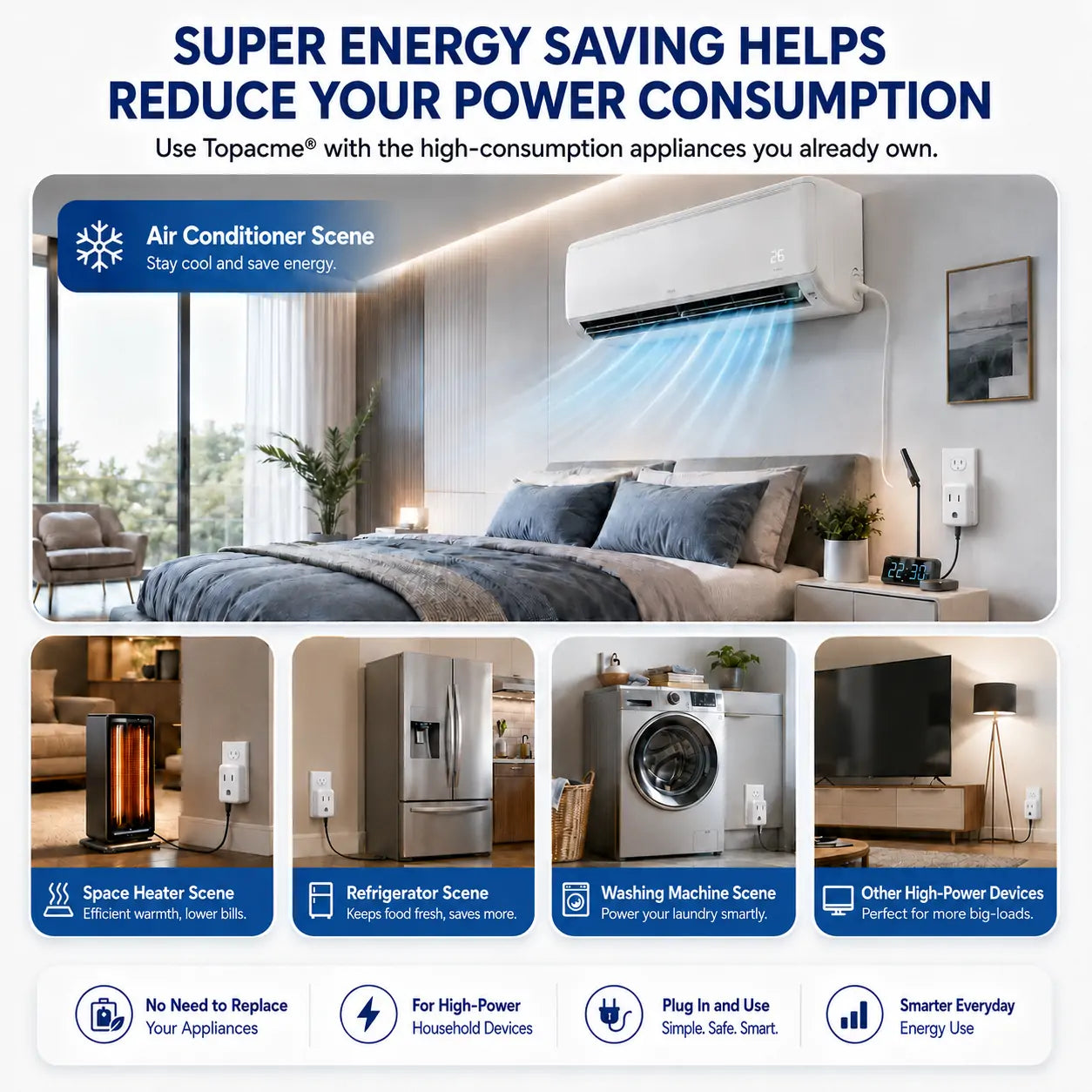 Topacme® Smart Energy Saving Outlet Adapter