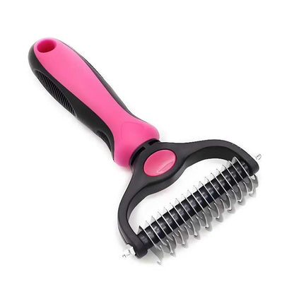 🐾Double-Sided Pet Grooming Brush – Hurtless Shedding & Dematting Undercoat Rake for Dogs and Cats
