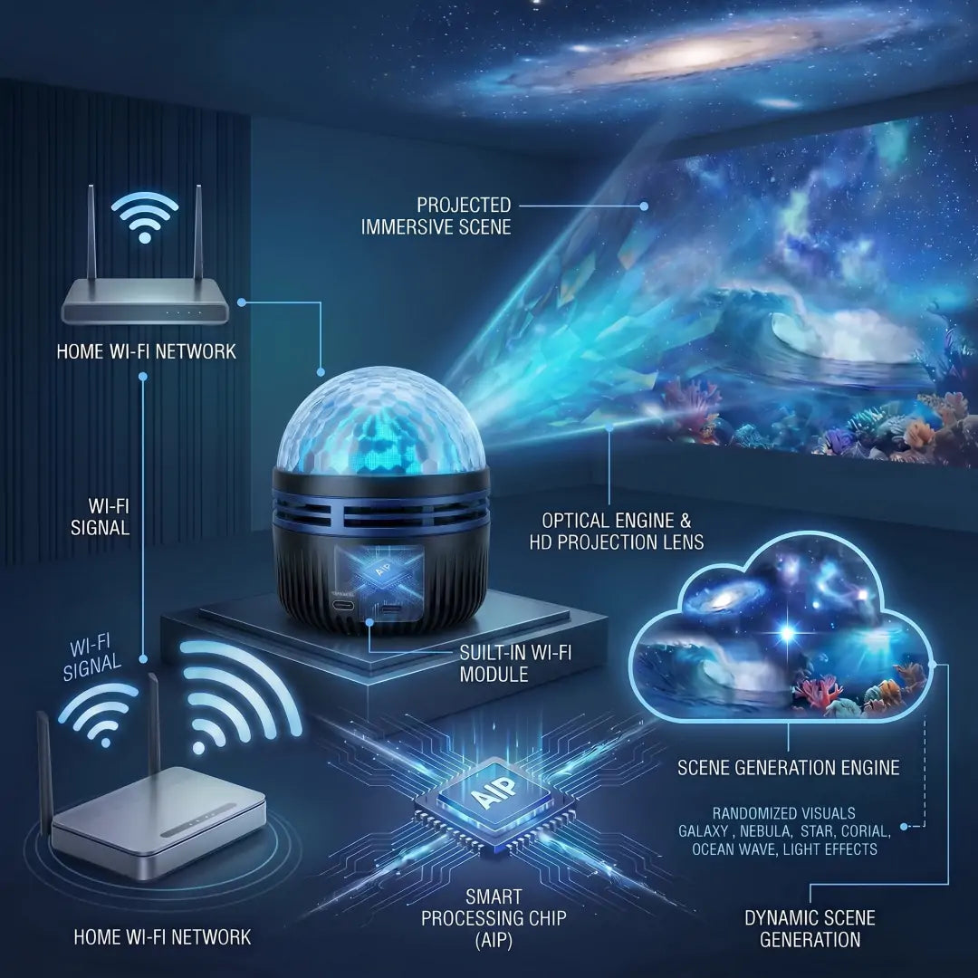 🇺🇸Official U.S. Store | Topacme® 360° Night Light Projector - Smart Holographic Star Projector🌌